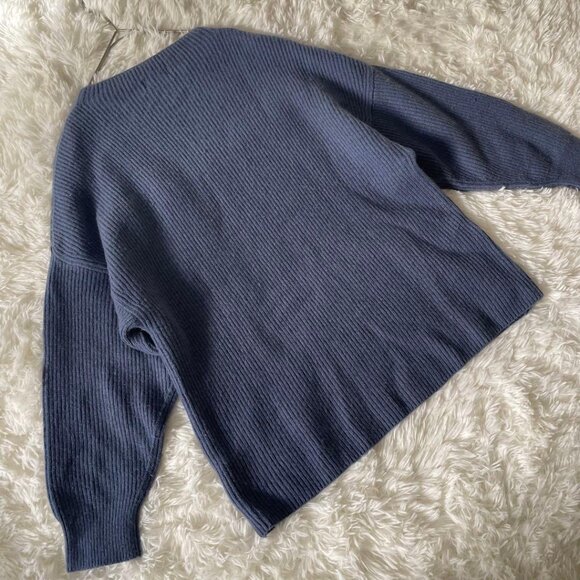 Unive Sweater Wool Blend Washable Raccoon Ribbed Pullover Blue - Picture 4 of 6